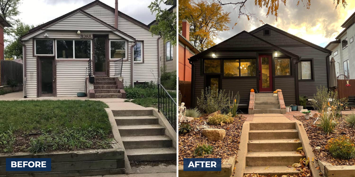 Home exterior with newly installed gutters
