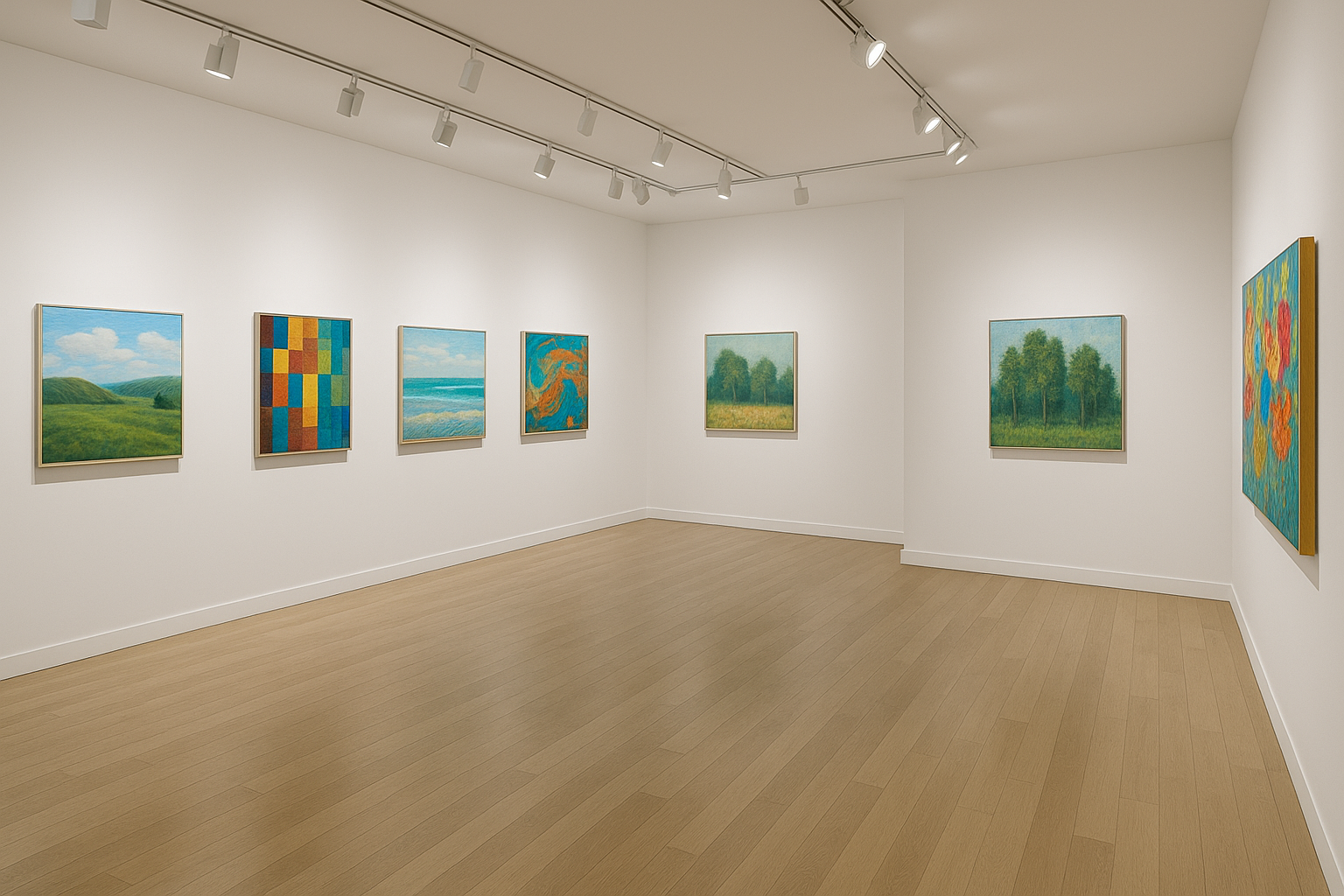 A beautiful original painting displayed in a modern home setting