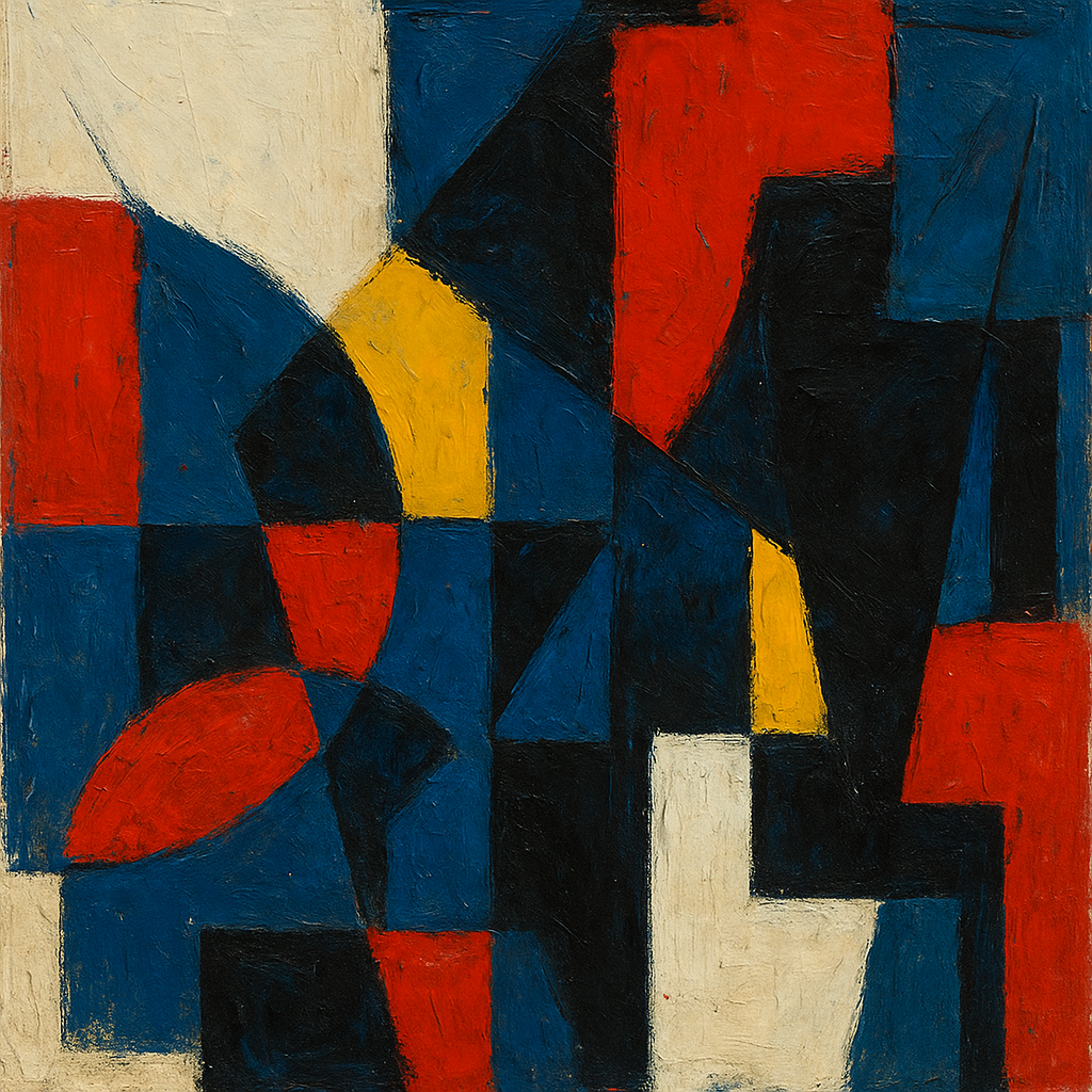 Abstract art piece with bold colors and striking patterns