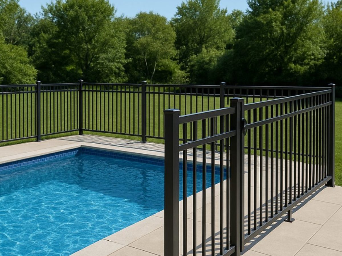 Powder-coated aluminum pool fence