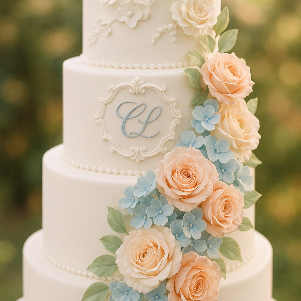 A beautifully decorated custom cake
