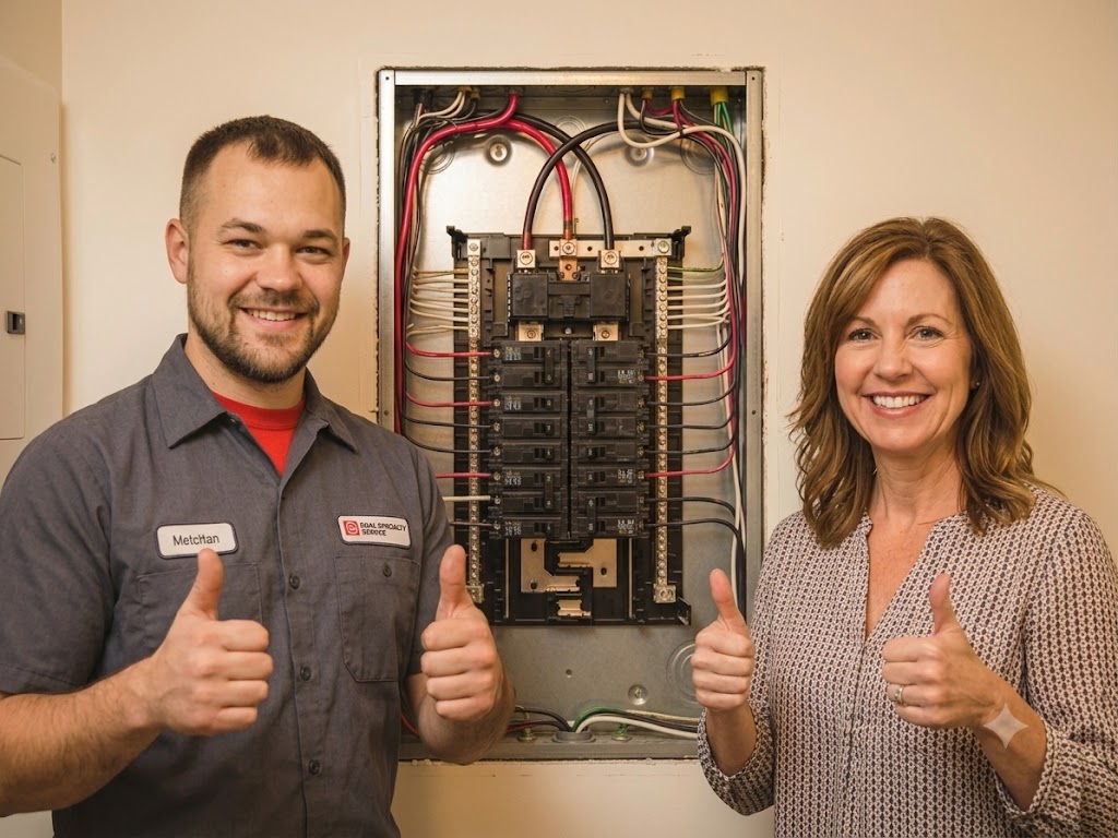 Eco Plumbers technician discussing repair options with a homeowner